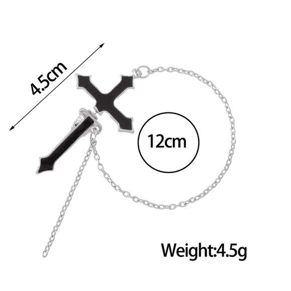 Any 3/$25! Silver/Black Crucifix Stud w/Matching Jacket Backs & Chain Earrings - Picture 5 of 7